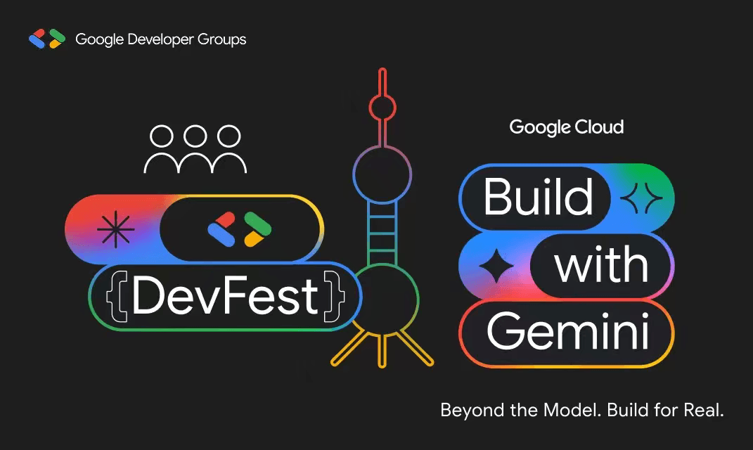 DevFest 上海 2026 大会主题视觉：东方明珠与 Beyond the Model. Build for Real.